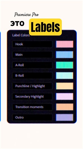 Как можно использовать Labels в Premiere Pro?