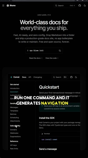 Blume turns a folder of Markdown or MDX into a polished documentation site