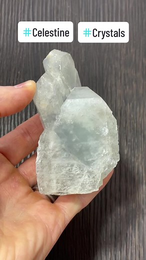 Here's a nicely sized cluster of Celestine crystals from Michigan that were part of an old collection. 💎 DallasStoneworks.com for more info, images, crystals and minerals ✨ #dallasstoneworks #minerals #crystals #celestine #celestite #michigan #crystalshop #crystalenergy