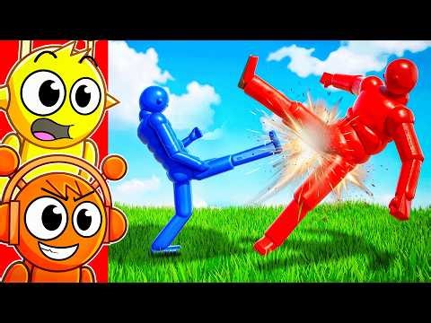 Reacting to BLUE vs RED NPC Battles!