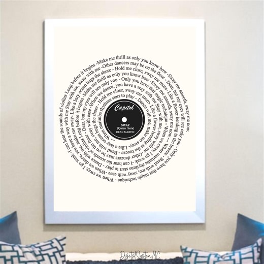 Custom Song Lyrics Record Print, Anniversary Gift (digital File) - Etsy