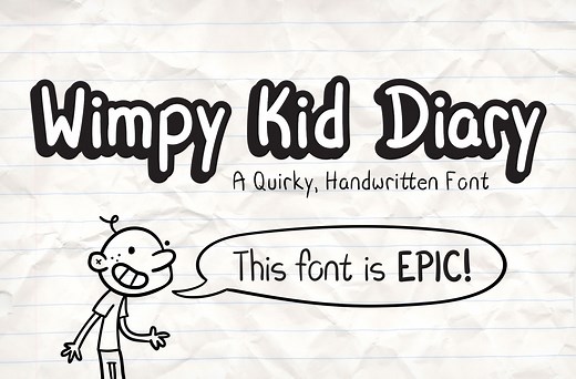 Wimpy Kid Diary | Handwritten Font, a Sans Serif Font by NateWinsDesign
