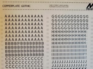 COPPERPLATE GOTHIC (24pt) Mecanorma Dry Rub on Letter Transfers (like Letraset) Choose Font Size - Etsy