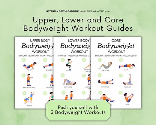 Complete Full Body Bodyweight Workout Guide, Bodyweight Exercises for Beginners, Printable Exercise Planner, Fitness Program, Download - Etsy