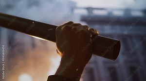 Hand Gripping Microphone Silhouette Progressive Close Up Professional Audio Recording Studio PerforMance Stock Video