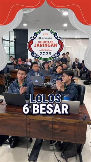 Proses eliminasi ketiga yang dilakuan hari keempat kali ini berhasil mendapatan 6 Tim yang pada siang ini juga langsung melaksanakan ujian praktik 2 kali untuk menentukan siapakah 3 tim ang berhak melaju ke babak Grand Final besok. Untuk hari terakhir besok seluruh tim peserta Finalis Olimpiade Jaringan MikroTik 2025 Antar SMK Tingkat Nasional akan melaksanakan 2 ujian sertifikasi sekaligus, yaitu untuk Basic MikroTik MTCNA dan Advanced MTCTCE sebelum acara Grand Final berlangsung. _ Join Group 