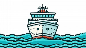 Download 2d Ferry looping animation in ocean with green screen. for free