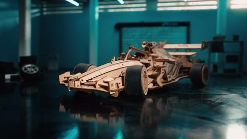ROKR 3D Wooden Puzzle 1:18 Scale Formula Racing Cars for Adults, 5 Hour Build, Wind up Toys Model Car Kits for Adults to Build, Ideal Gift for Boys and Men