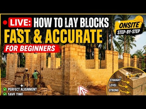How To Lay Blocks Accurately For Beginners: Step-By-Step. #bricklayer #building