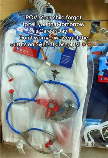 Career Day outfits for kids on SALE at Joseph’s! Future doctor, police, nurse or pilot? 🚑✈️ Dress for the job you want ✨ ALL ON SALE! 🚨 #CareerDay #KidsCostumes #FutureLeaders #KidsFashion #CareerDayReady