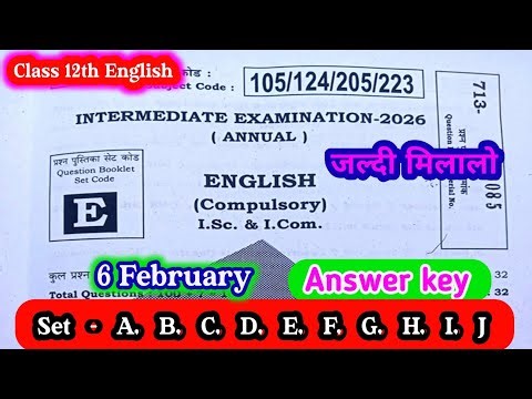 Class 12th English Answer Key All set 100 right Bihar board 