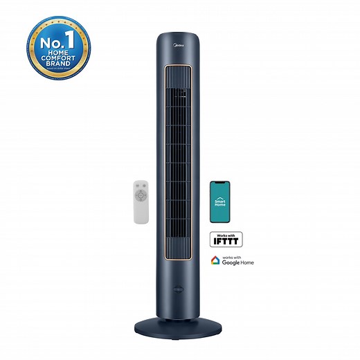 Midea 42" Tall 3-Speed Smart Tower Fan with Wi-Fi, New, Blue, MFT1021CRWB