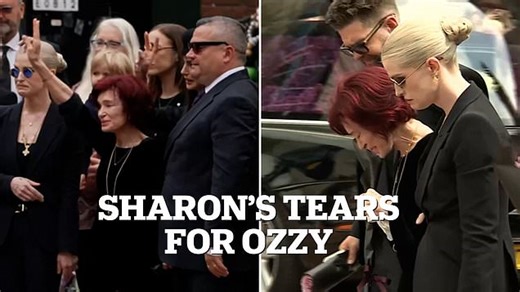 Sharon Osbourne overcome with emotion as she views tributes for Ozzy