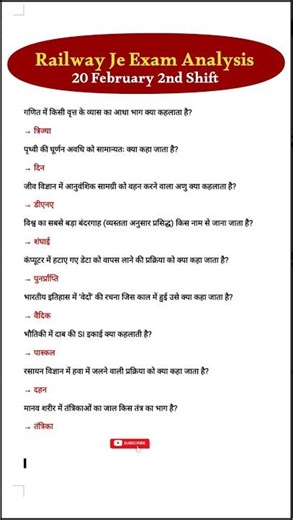 Railway Je Exam Analysis 2nd Shift 20 February | Today Rrb Je Exam Analysis 2nd Shift #jeexam #rrbs