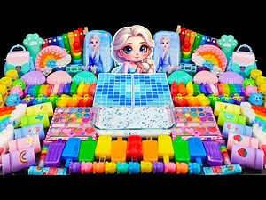 Wonderful Rainbow Elsa Princess Slime ASMR | Mixing Eyeshadow & Makeup Into Slime