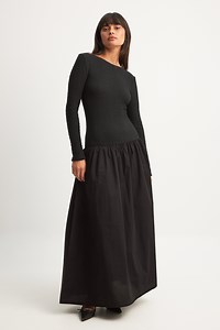 Jersey Poplin Midi Dress Black
