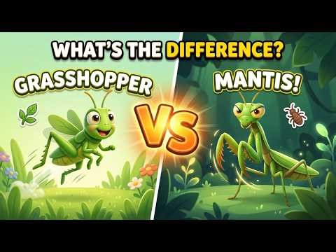 Grasshopper vs Praying Mantis | What’s the Difference? | Explained for Kids