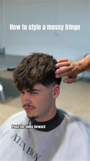 HE REBEL™ on Instagram: "How to style a messy fringe using GRITTY STATE @he.rebel #messyfringe #dropfade #lowfade"