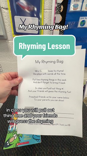 Join me for a behind-the-scenes look at our interactive rhyming lesson in preschool! In this video, I'll show you how we set up our exciting rhyming activity where every child receives a bag with a special note, instructing them to find two rhyming items at home to bring back to class. During the lesson, each child will reveal one item from their bag, and their classmates will guess the matching rhyming item. This engaging approach helps develop phonemic awareness and vocabulary in a fun, partic