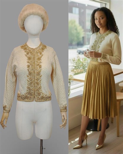 Vintage 1950s GENE SHELLY Cashmere Ivory Beige Angora Cardigan Sweater Novelty Golden Glass Gold Beaded Dazzling Pinup Glam Dress Top MEDIUM - Etsy