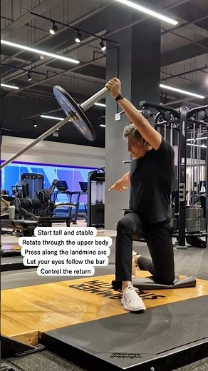 Landmine rotational press - shoulder stability and controlled rotation done right.