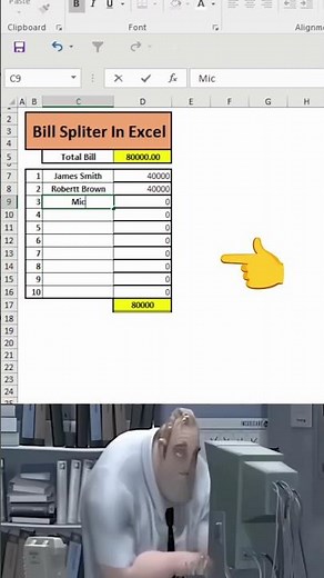 How to Divide Expenses Automatically in Excel | Simple Formulas for Fast Splitting #excel #feed