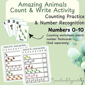 Animal Count & Write Activity, Numbers, Counting Worksheet, 1-10, Educational Resources, Preschool, Kindergarten, Early Years, Printable - Etsy Canada