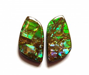 34.60 Cts Natural Polished Ammolite (26.9mm X 13.5mm Each) Loose Cabochon Match Pair DA34 - Etsy