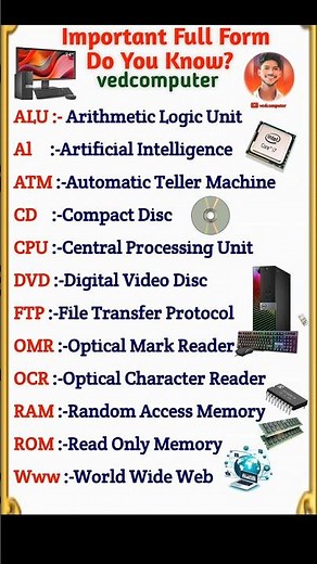 CPU Ka Full Form 🤯|| Pan ka full form || #cpufullform #computerfullforms #ytshorts #vedcomputer #gk
