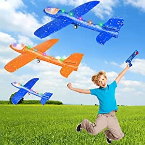 Amazon.com: 2 Pack Airplane Launcher Toy, 12.6" Airplane Toys with Launcher, 2 Flight Mode Catapult Plane Toys, Kids Throwing Foam Glider Led Plane, Outdoor Flying Toys Birthday Gift for 3-12 Years Old Boys Girls : Toys & Games