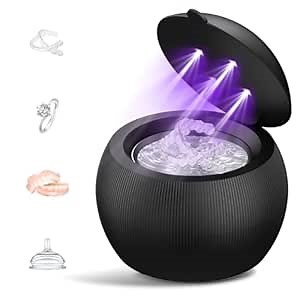 Voraiya Ultrasonic UV Cleaner for Dentures, Aligner, Retainer, Whitening Trays, Night Dental Mouth Guard, Toothbrush Head, Ultrasonic Jewelry Cleaner Machine for all dental Appliances, Diamon