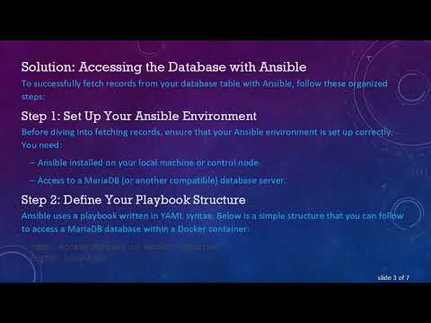 How to Fetch Records from a Database Table Using Ansible