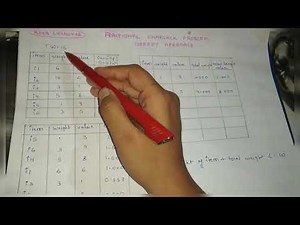 Fractional knapsack problem with greedy approach in Hindi