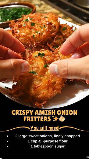 Crispy 🔥 Amish Onion Fritters ✨🧅 Crispy on the outside, tender on the inside—these savory onion fritters are an old-fashioned comfort food perfect for any snack or side dish craving 🧅😋 Ingredients : * 2 large sweet onions, finely chopped * 1 cup all-purpose flour * 1 tablespoon sugar ..... Full Recipe in Coʍmеոτ 💬 🦏 | Mommy Needs A Recipe