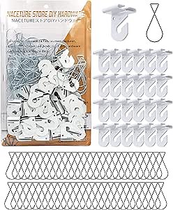 NACETURE 75 PCS Drop Ceiling Hooks – 25 Heavy Duty Ceiling Hooks + 50 Clip-on Tile Hangers, No-Drill, Hold 15 lbs – for Hanging Lights, Decorations, Plants in Home, Office, Classroom