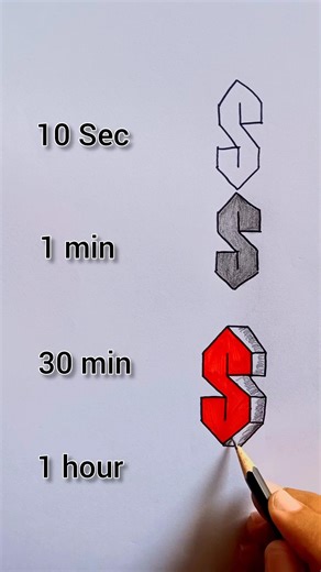 Different 3D letters "S" Drawing skills 😍✍🏻 #shorts