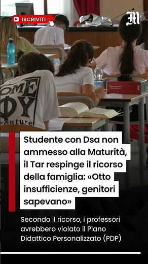 Studente con Dsa non ammesso alla Maturità, il Tar respinge il ricorso della famiglia