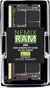 NEMIX RAM 4GB (1X4GB) DDR4 2666MHZ PC4-21300 1Rx8 1.2V CL19 260-PIN Non-ECC SODIMM Compatible with QNAP RAM-4GDR4A0-SO-2666 NAS Memory