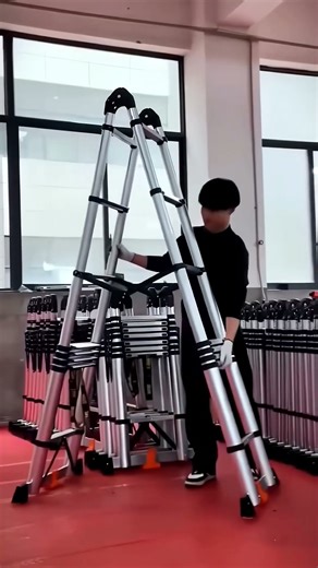 Foldable Aluminum Telescopic Ladder! Multi-Purpose & Heavy Duty. #Ladder #HomeImprovement #Tools