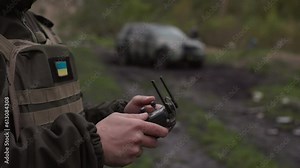 Ukrainian military drone operator doing air intelligence