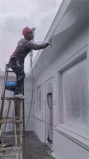 Exterior Wall Spray Painting in Action | Fast & Even Coating with Air Spray Gun