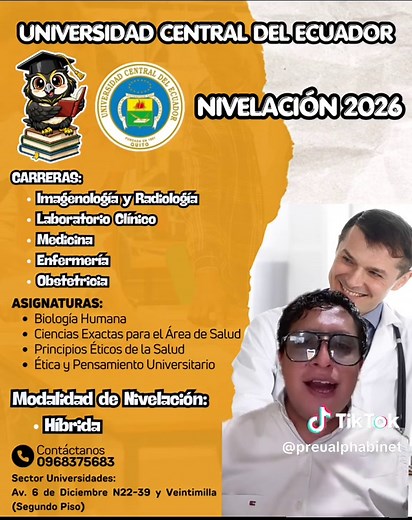 Nivelación UCE: Carreras de Salud y Modalidad Híbrida