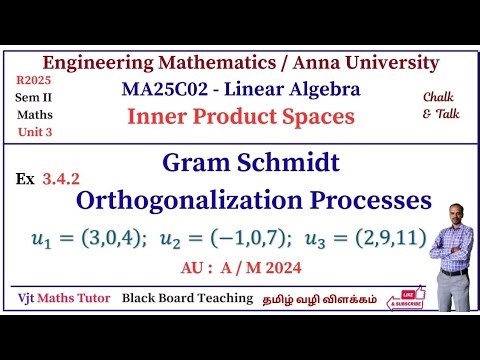 Gram Schmidt orthogonalization Processes | Inner Product Space | MA25C02 | Linear Algebra | Sum 2