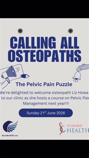 We’re privileged to have Pain Management osteopath Liz Howard running her Treating Pelvic Pain CPD course at our clinic. This practical training explores pelvic anatomy, pudendal neuralgia, visceral pain (including dysmenorrhea and endometriosis), and the treatment models Liz uses in daily practice. A fantastic opportunity for practitioners wanting more confidence in managing pelvic pain presentations. More info at @bowerbirdcpd . #pelvicpain #osteopathy #cpd #alliedhealth #fyp #pelvichealth #en
