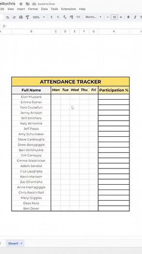 Create an Attendance Tracker in Excel or Google Sheets