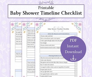 Baby Shower Timeline Checklist Printable PDF | Babyshower Checklist | Babyshower Planner | Blessingway List - Etsy