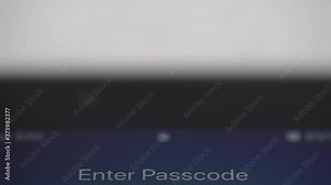 Enter passcode script on the screen of a smartphone or tablet to unlock the device. Technology, security code.