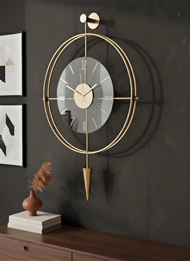 Modern Gold Metal Pendulum Wall Clock, Silent Quartz Movement - Etsy