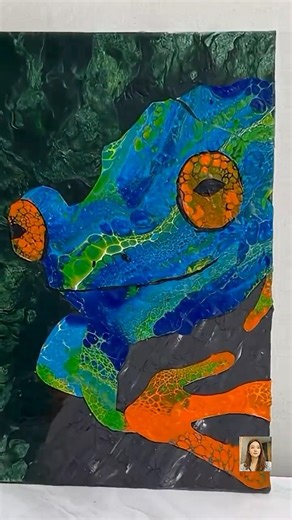 This Toxic Frog Was Made From Dried Paint 🐸 | Pouring Art Process #artshorts #acrylicpouring