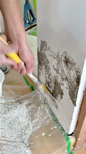 Removing Mold and Damaged Plaster from an Interior Wall During Home Renovation